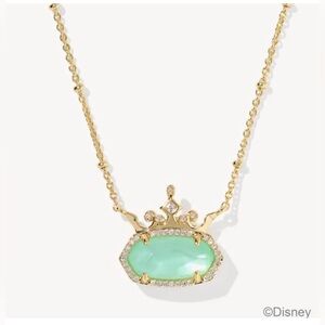 Disney | Kendra Scott Elisa Princess Gold Pendant Light Green Stone NEW